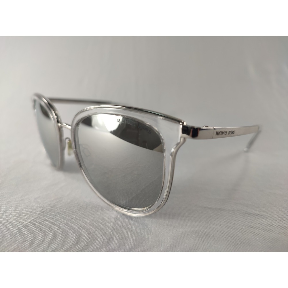 Michael‎ Kors MK 1010 Adrianna I Sunglasses Women's Clear Silver Mirror 54mm
